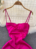 - Hot Pink A-line Simple Dress  GEU998