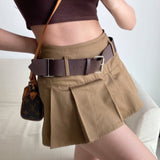 themeisles - Y2K Corduroy Pleated Mini Skirt