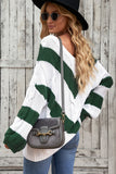 Momentlover Chevron Cable-Knit V-Neck Tunic Sweater
