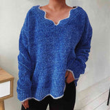 Momentlover V-Neck Drop Shoulder Long Sleeve Sweater
