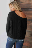 Momentlover Cable Knit V-Neck Sweater