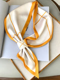 Momentlover Original Striped Print Hair Band&Silk Scarf