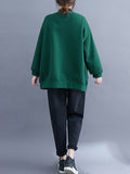 Momentlover Solid Color Pockets Loose Long Sleeves Collarless Outerwear