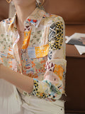 Momentlover Printed Pockets Buttoned Plus Size Loose Lapel Blouses&shirts Tops