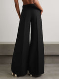 momentlover Wide Leg Solid Color Flared Trousers Pants
