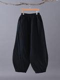 Momentlover Casual Loose Keep Warm Elasticity Solid Color Casual Pants Bottoms