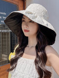Momentlover Simple Anti-UV Floral Fisherman Hat Sun Hat