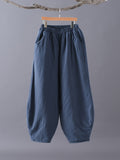 Momentlover Casual Loose Keep Warm Elasticity Solid Color Casual Pants Bottoms