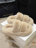 Momentlover Split-Joint Solid Color Open Toe Platform Shoes Flat Shoes