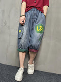 Momentlover Split-Joint Printed Elasticity Loose Harem Pants Jean Pants Bottoms