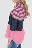 Momentlover Striped Drawstring Long Sleeve Hoodie