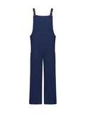 Momentlover Solid Color Wide Leg Loose Square-Neck Overalls