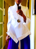 Momentlover Long Sleeves Loose Buttoned Solid Color Stand Collar Blouses&Shirts Tops