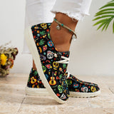 themeisles - Black Casual Patchwork Printing Round Comfortable Shoes