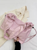 Momentlover Zipper Solid Color Pleated Handbags