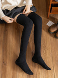 momentlover Casual Wool Solid Color Over The Knee Stockings Accessories