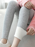 Momentlover Simple Skinny Leg Keep Warm Solid Color Leggings