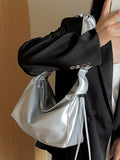Momentlover Zipper Solid Color Pleated Handbags