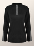 Momentlover Long Sleeves Skinny Rhine Stones High Neck Pullovers Sweater Sweater Tops