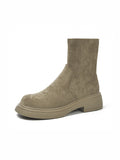 Momentlover Split-Joint Round-Toe Chunky Shoes Boots