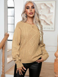 Momentlover Cable-Knit Long Sleeve Sweater