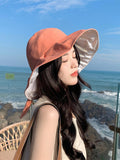 Momentlover Split-Joint Pleated Bowknot Sun Hat Fisherman Hat