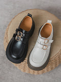 Momentlover Split-Joint Round-Toe Platform Shoes Loafers
