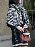 Fringed Houndstooth Keep Warm Shawl&Scarf