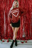 Momentlover Heart Letter Graphic Round Neck Sweatshirt