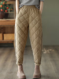 Momentlover Casual Loose Quilted Solid Color Padded Harem Pants
