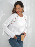 Momentlover Decorative Button Long Sleeve Sweater