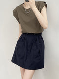Momentlover Split-Joint Sleeveless Loose Round-neck T-Shirts Tops