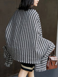 Fringed Houndstooth Keep Warm Shawl&Scarf
