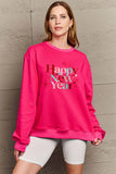 Momentlover Simply Love Full Size HAPPY NEW YEAR Round Neck Sweatshirt