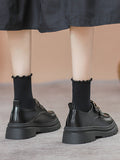 Momentlover Split-Joint Round-Toe Platform Shoes Loafers
