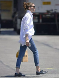 momentlover Original Loose Letter Printed White Blouse Top