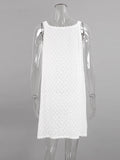 Momentlover Tied Split-side Solid Color Sleeveless Loose V-neck Mini Dresses
