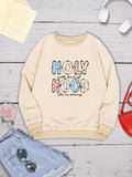 Momentlover HOLY WITH HINT OF HOOD SHE IS STRONG Round Neck Sweatshirt