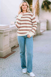 Momentlover Striped Round Neck Long Sleeve Sweater