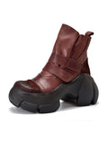Momentlover Round-Toe Hook&Loop Platform Boots