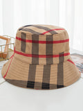 Momentlover Casual Plaid Keep Warm Suede Fisherman Hat