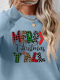 Momentlover Letter Graphic Round Neck Long Sleeve Sweatshirt