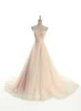 lemongor Charming Straps Light Pink Gown, Sweetheart Tulle Gowns, Pink Prom Dresses
