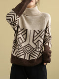 Momentlover Original Print High-Neck Knitting Sweater