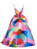 - Colorful printed backless suspender Dress GEU1021