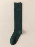 momentlover Casual Breathable Solid Color Mid-Calf Socks
