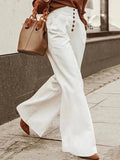 momentlover Loose Wide Leg Solid Color Casual Pants Bottoms