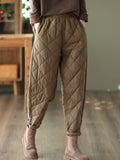 Momentlover Casual Loose Quilted Solid Color Padded Harem Pants