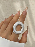 Normcore Geometric Hollow Solid Color Rings Accessories