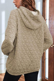 Momentlover Quilted Long Sleeve Hoodie with Pocket